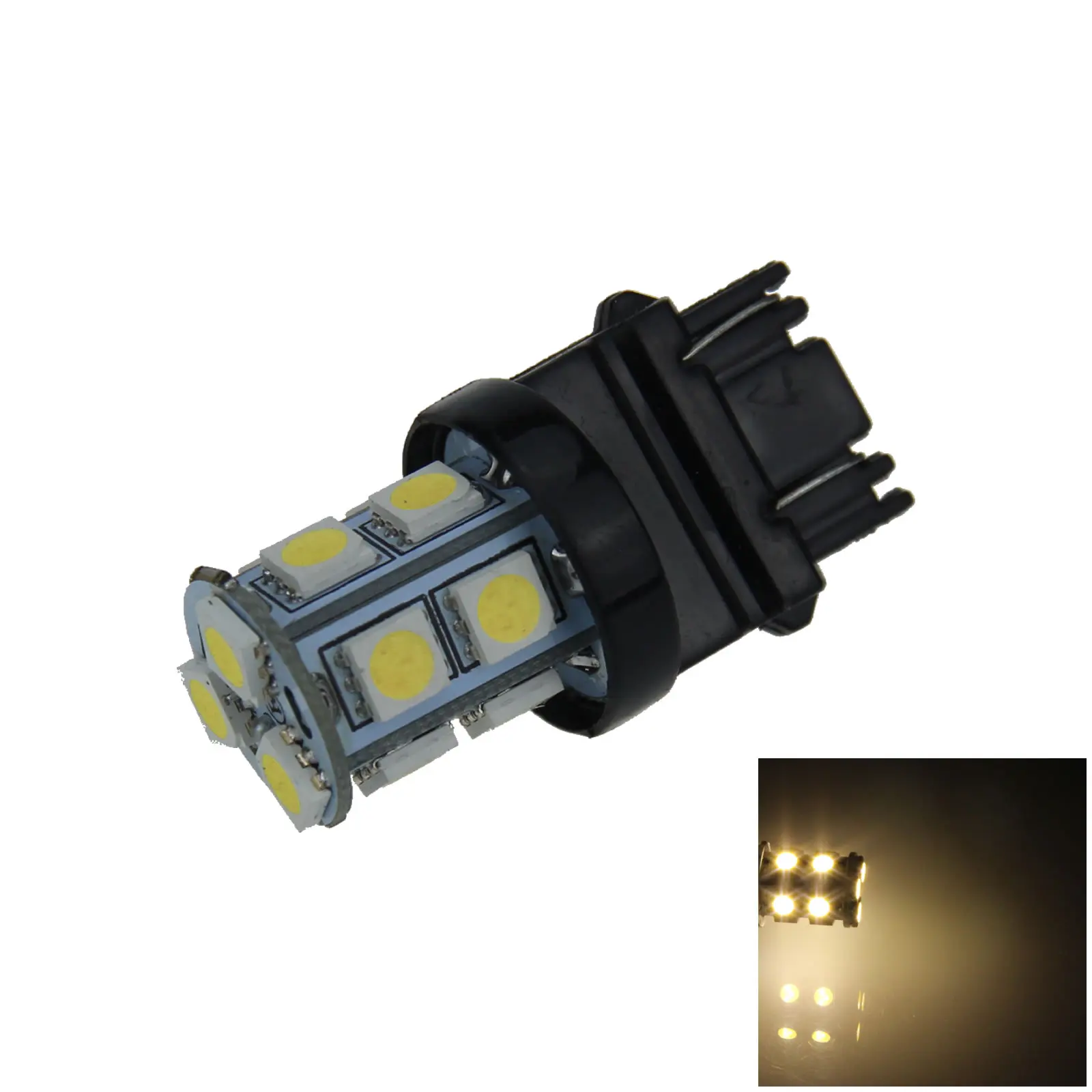

1x Warm White AUTO 3157 Brake Lamp Indicator Light 13 Emitters 5050 SMD LED 4157 W2.5q F002-WN
