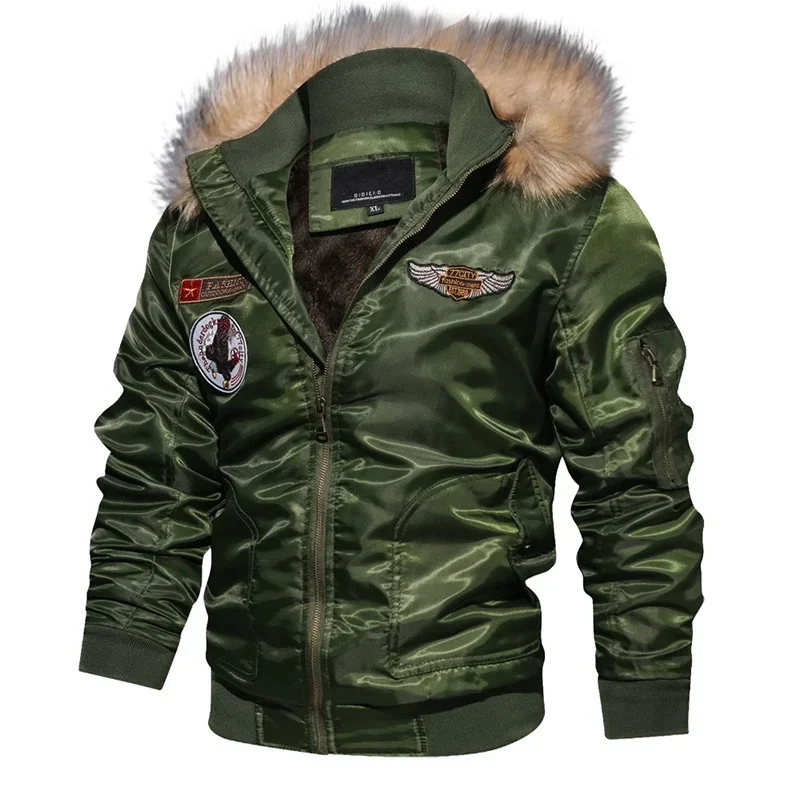 Men's Fleece Winter Jacket Retro Thicken Cooton Parkas Male Casual Faux Fur Collar Bomber Coat chaquetas hombre Plus Size 4XL