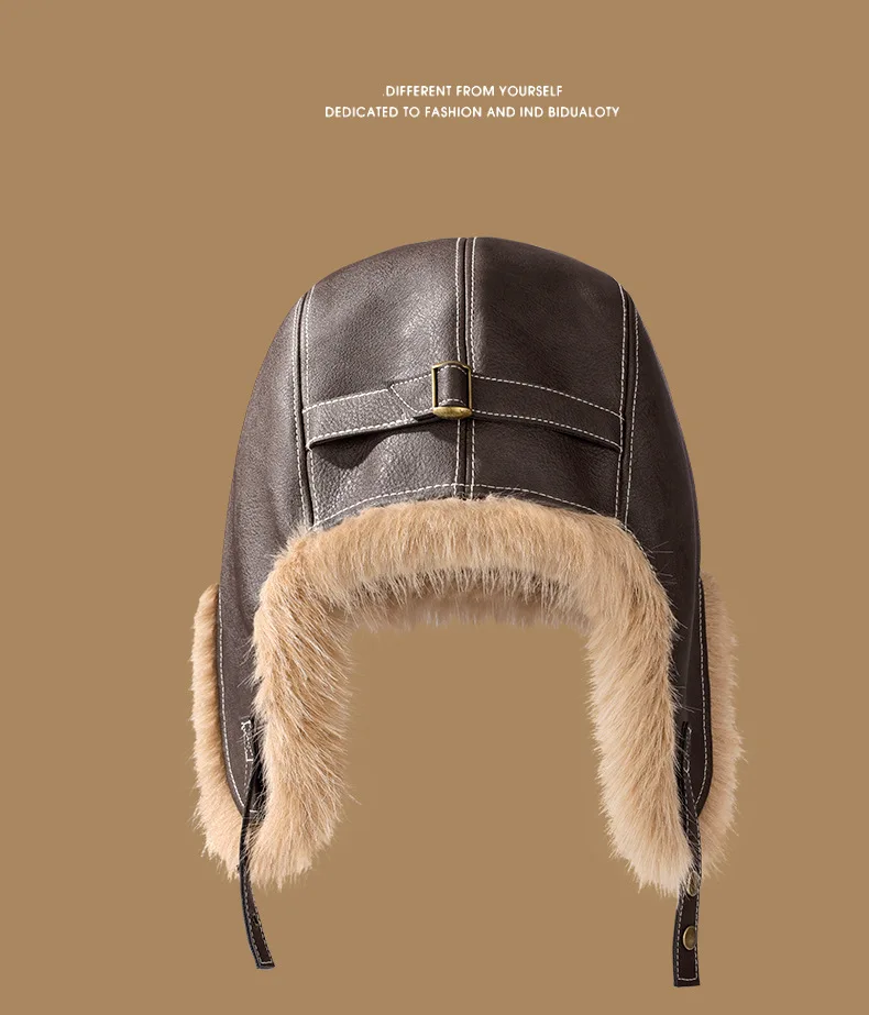 Men's Winter Trapper Aviator Trooper Earflap Warm Russian Waterproof Ski Hat Bomber Cap Russian Warm Ear Protectors Hats