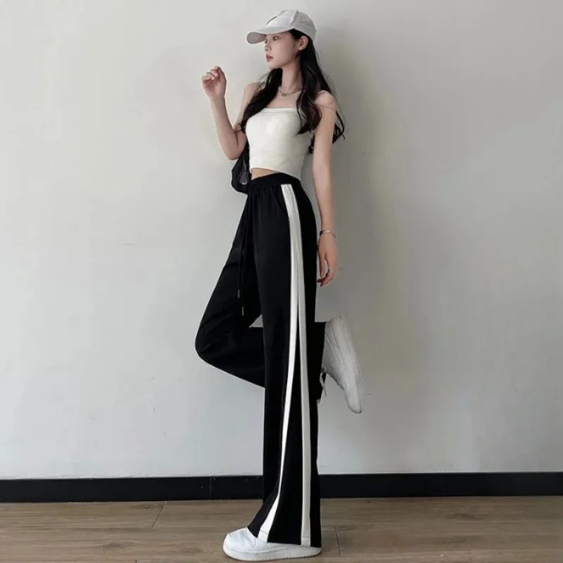 Spring Summer Women's Straight Leg Pants Oversized Wide Leg Pants Fashion High Street Loose Versatile Casual Sports Trousers