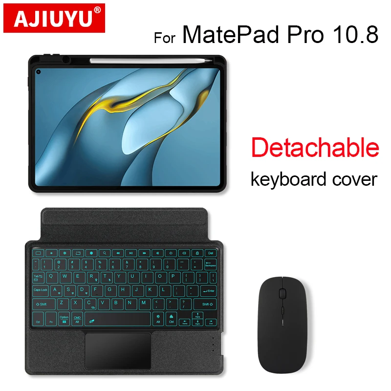 HUAWEI MatePad Pro 10.8 &2021 2020 2019 태블릿 케이스 터치 패드 백라이트 분리형 커버 용 스마트 마그네틱 블루투스 키보드