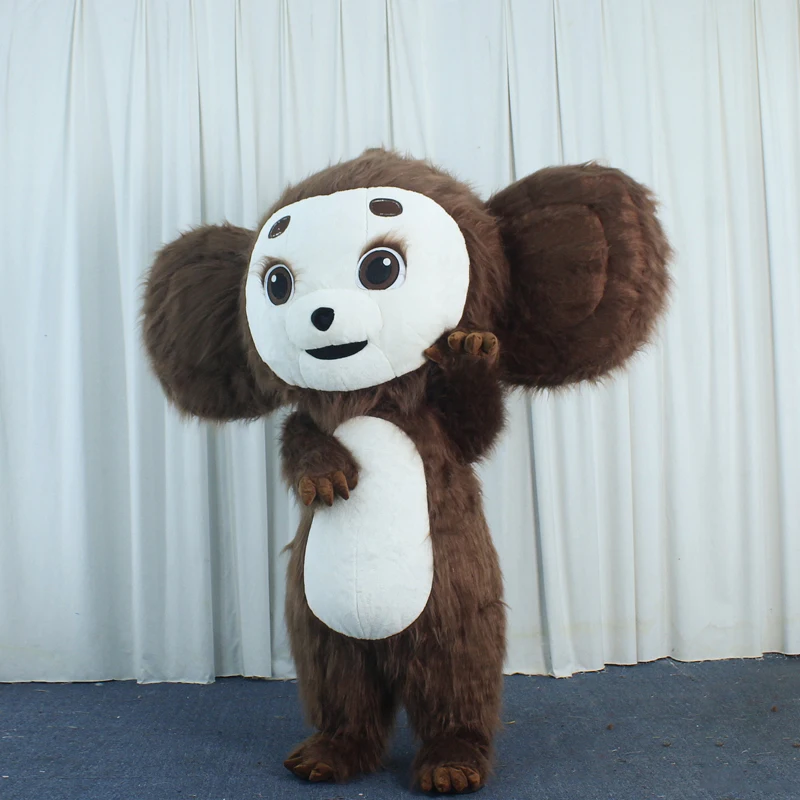 팽창식 Cheburashka 악어 Gena 의상, 큰 귀 원숭이 의상, 성인 코스프레 마스코트, 귀여운 정장, 어린이 파티 드레스
