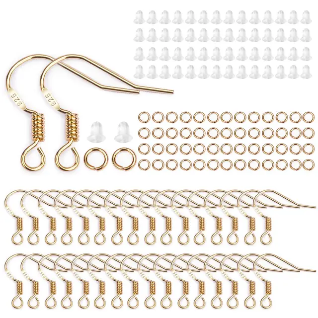 Experience the Joy of Jewelry Making with the 100Pcs/Set Earrings Ear Hook Ear Blockage Ear Ring Pendant Connector DIY Handmade Kit Jewelry Making Earring Accessories Suit