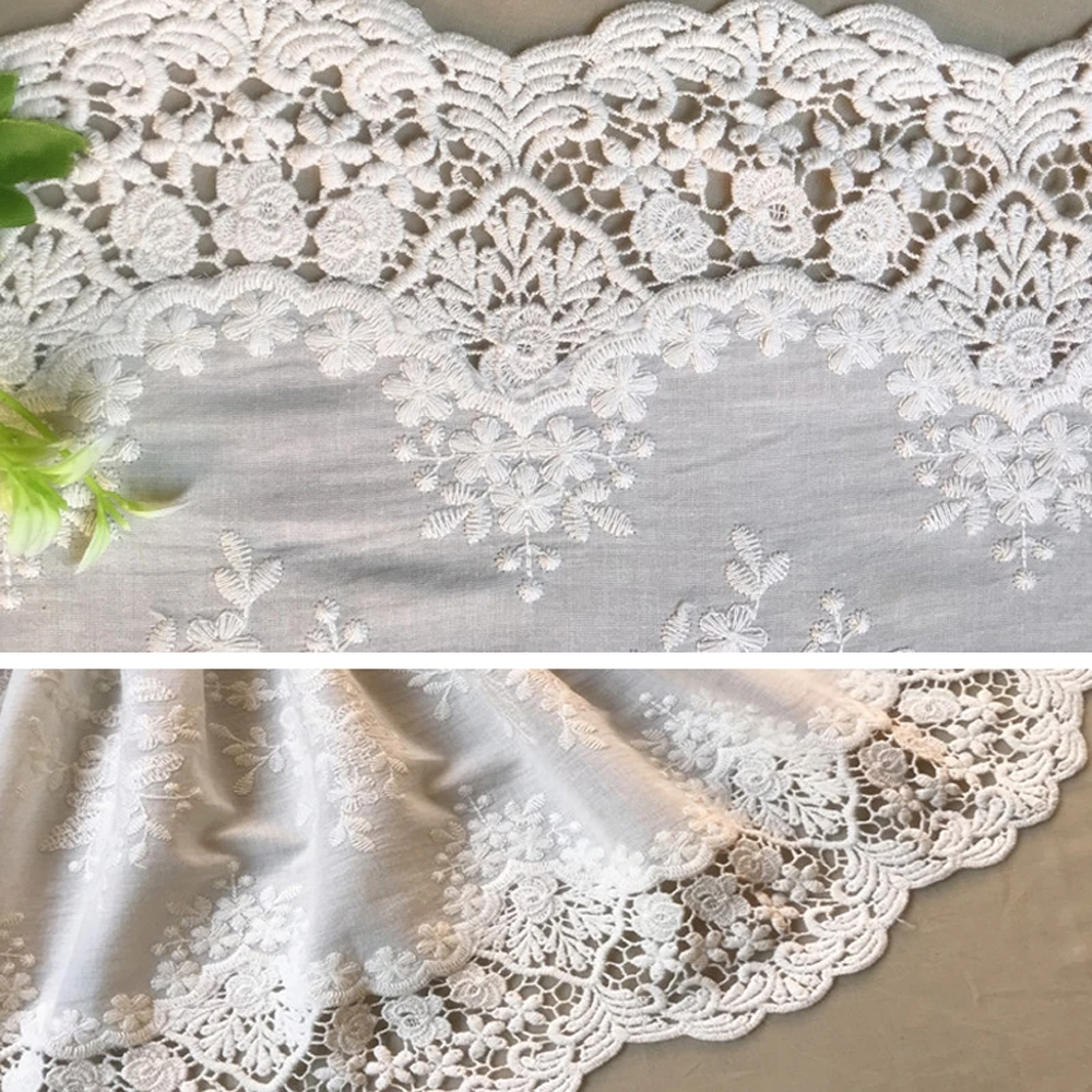 Lace Fabric Premium Vintage Hollow Out Floral Embroidery Lace 1 Yard 33CM Wide