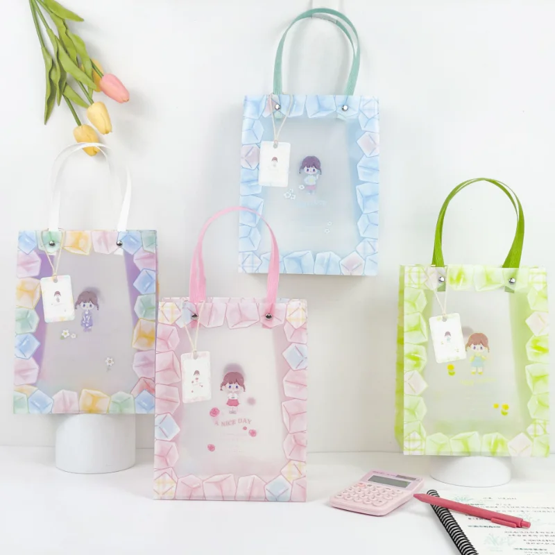 

Transparent Large Plastic Tote Bag Valentine's Day Holiday Shopping Exquisite Gift Bag Birthday Companion Gift Packaging Bag