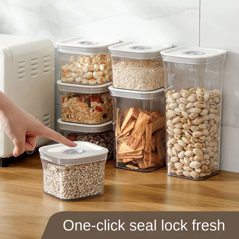 Kitchen Storage Tank Grains Coffee Beans Spice Food Container Transparent  Sealed Box Food-Grade Plastic Can Sealed Storage Box