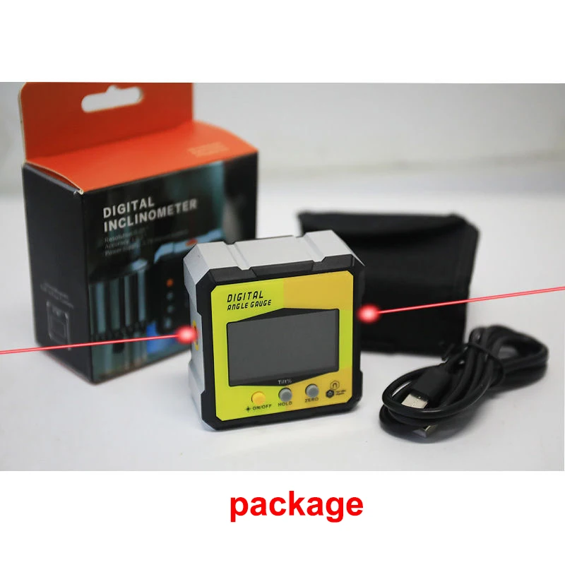 Digital Protractor Laser USB Inclinometer 360&deg; Level Angle Finder High Precision Goniometer Magnet Tilt Measuring Tools digital angle protractor angle measuring tool digital angle meter digital inclinometer