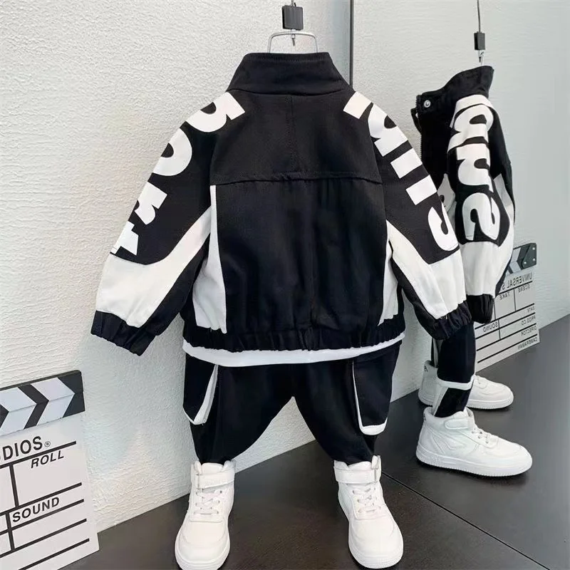 Boys Jacket Suit Spring and Autumn Clothing Children's Sportswear Boys' Baby Coat Pants Two-piece Set 2024 New_voghion.com