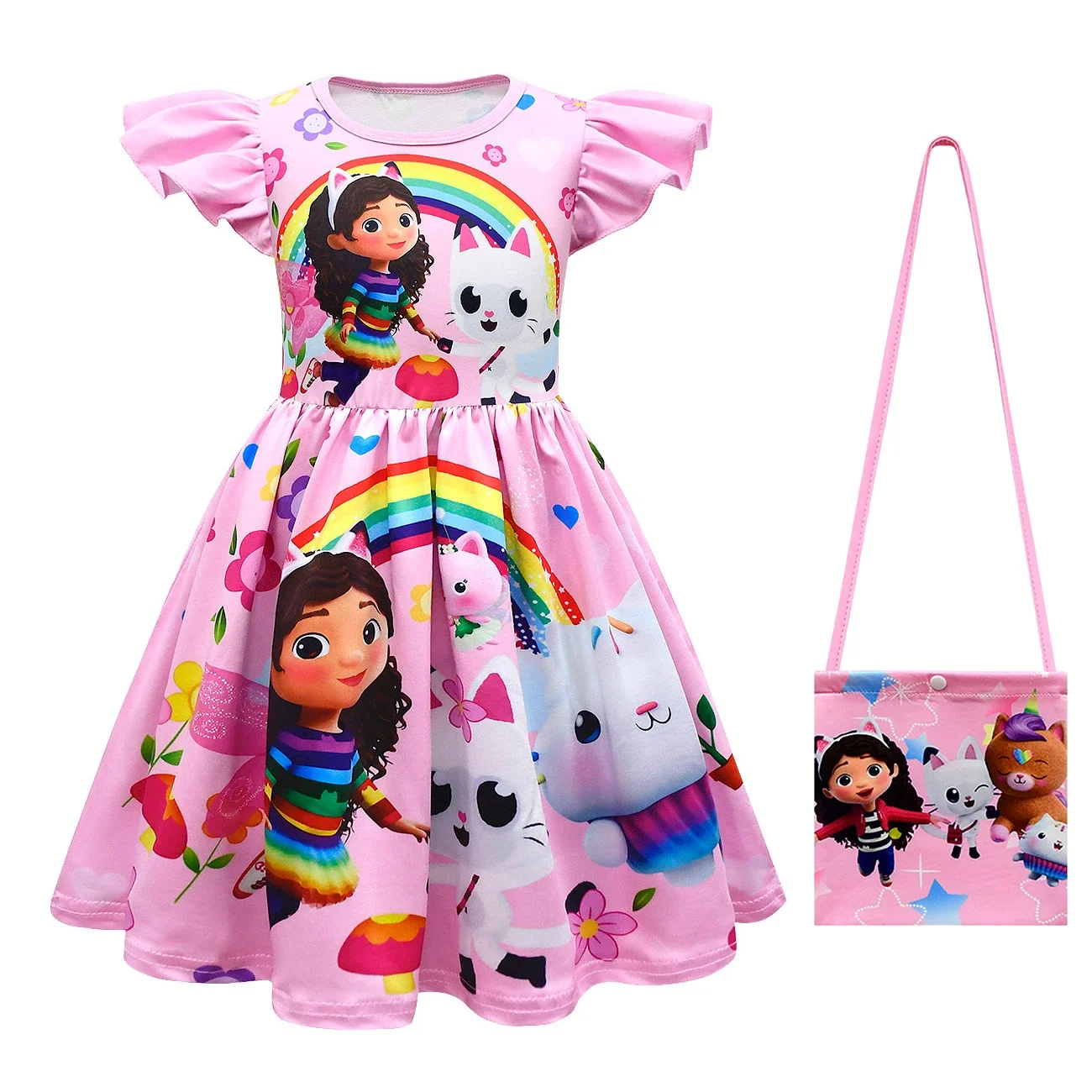 Kids Princess Dress Girls Cartoon Gabby's Dollhouse Costumes Summer Clothes Baby Children Ruffle A-line Birthday Party Vestidos