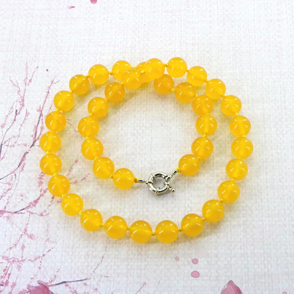

deliver goods wholesale and retail 10mm Faceted South American Yellow Chalcedony Necklace Fashion Jewelry 18inch