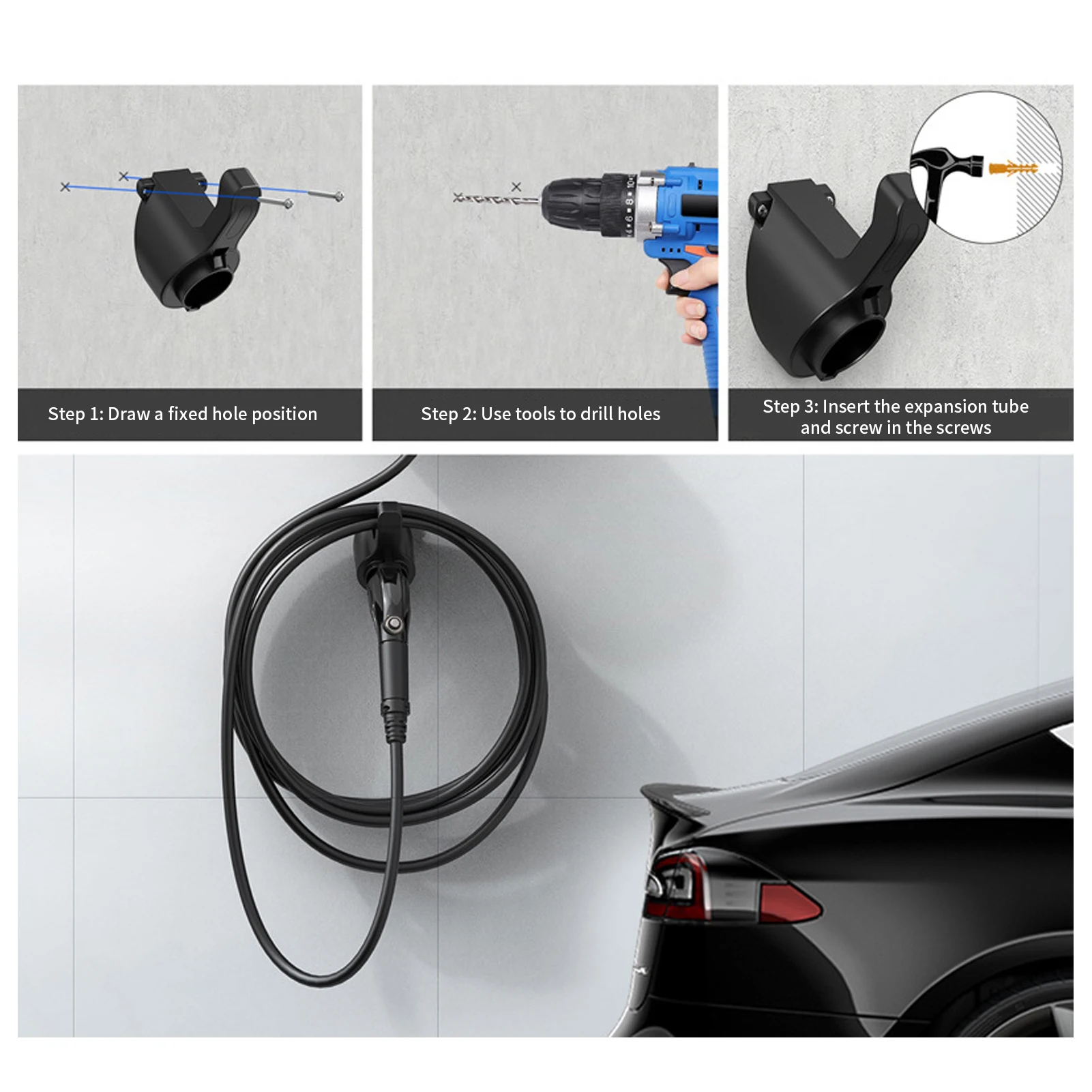 J1772 EV Charger Holder Fixed Base Charger Nozzle Holster Dock Electric Vehicle Car NEVs Wall-Mount Gun-Head Socket Connector ev charger