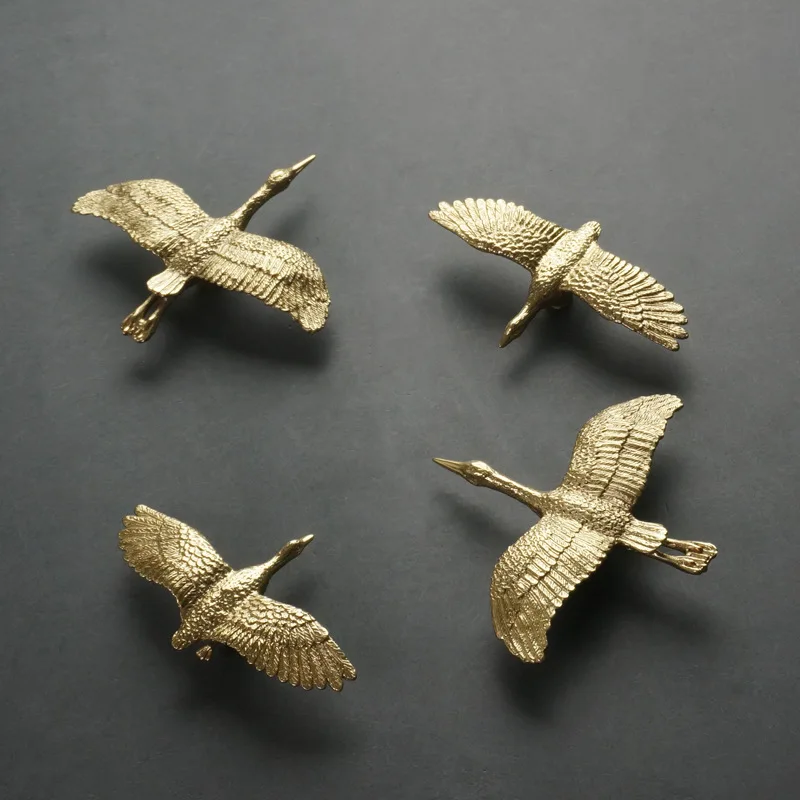 

Brass Wild Goose Handle Nordic Gold Pure Copper Cabinet Handles Drawer Pulls Wardrobe Door Knob Furniture Knobs and Handles