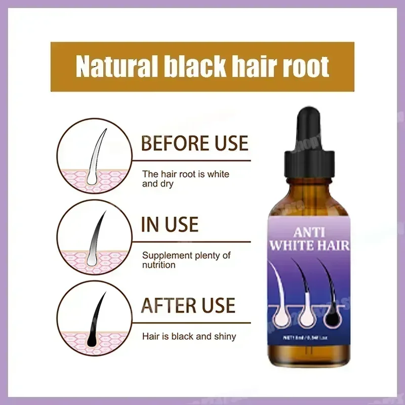 Hair Care White To Black Anti-gray Hair Natural Color Repair Nourish Essence for Men Women Hair Loss Product