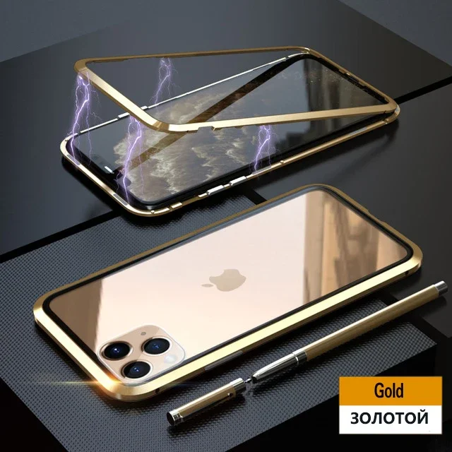 Enhanced Magnetic Adsorption Metal Case with Double-Sided Glass and 360° Protection