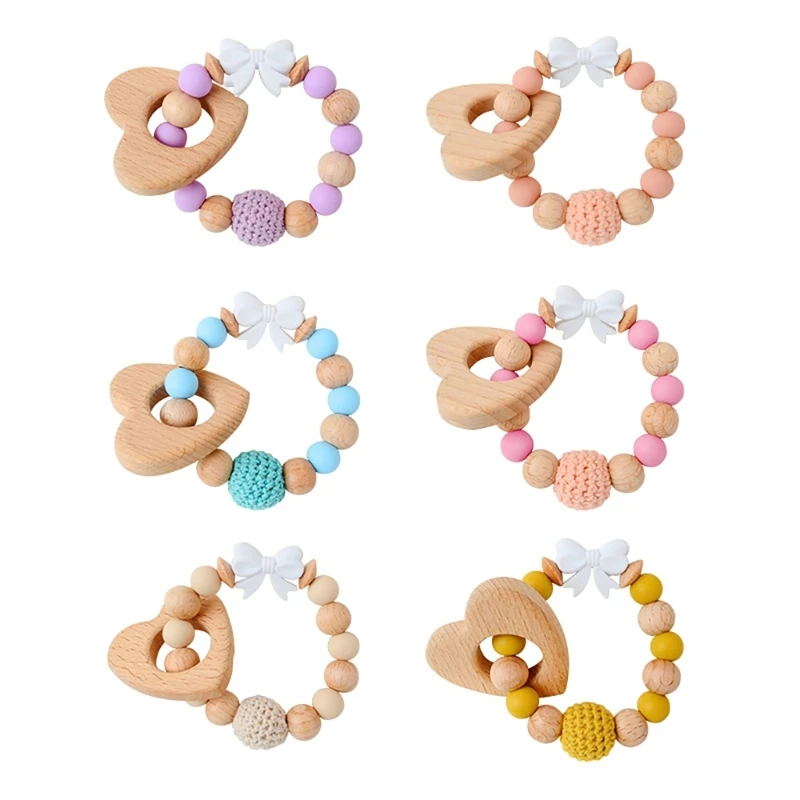 

Rattle Toy Toddlers Bowknot Teether Silicone Teething Rattle Baby Toy