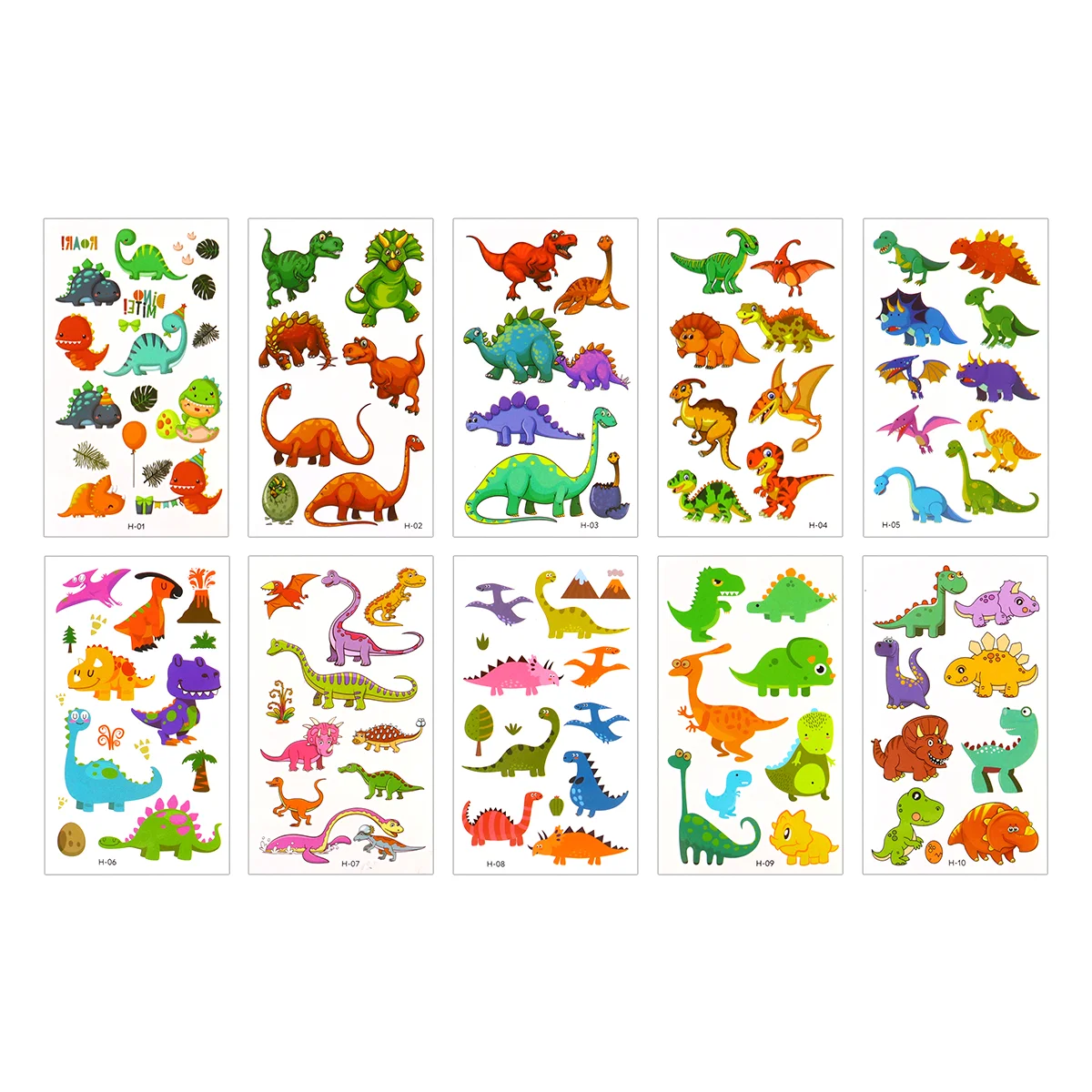 

20 Sheets Cartoon Dinosaur Tattoos Stickers Temporary Tattoos Party Decor