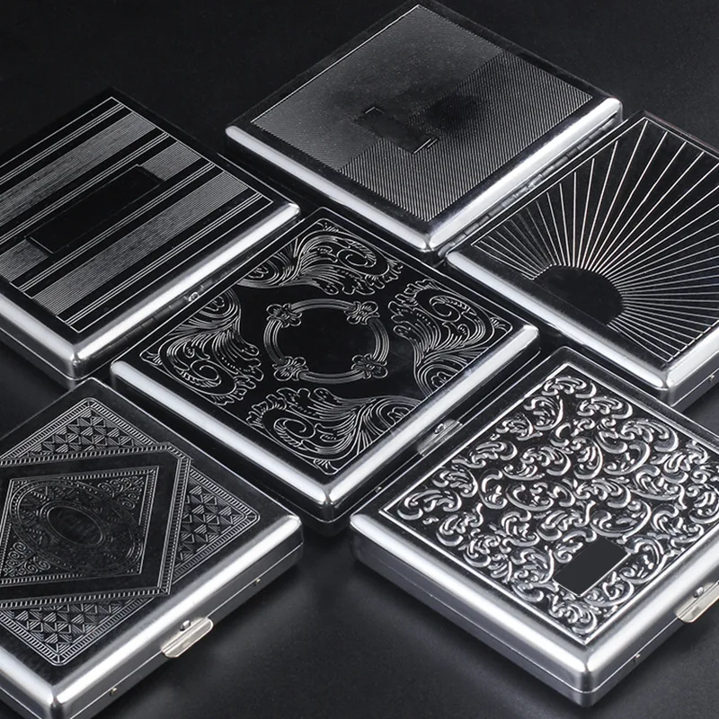 Metal Cigars Cigarettes Cases for about 20 sticks Cigarette Stainless Steel Tobacco Cigarette Boxes Tools 1pc