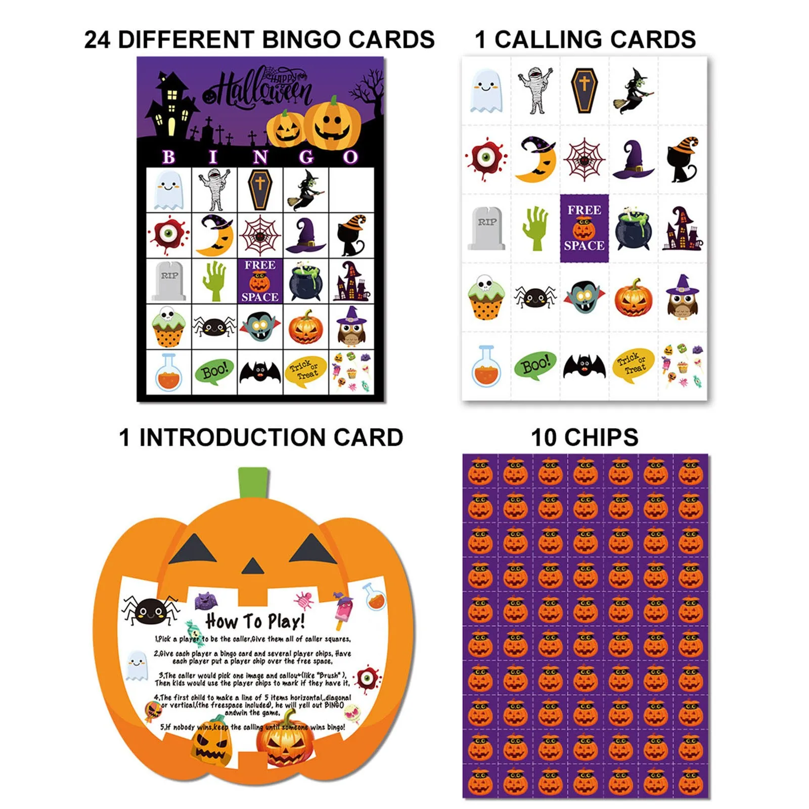 Halloween Bingo Party Table Cards Halloween Games Kids Halloween Games Halloween Party Favors Halloween Toys Party Supplies 2