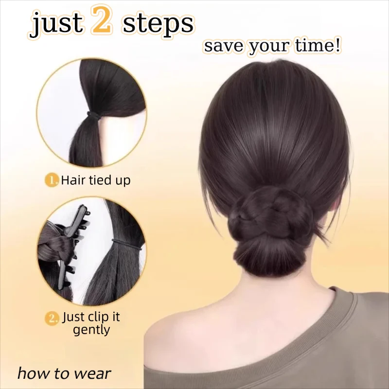 LUPU Hair Clips for Hair Hair Accessories Wig Low Hair Bun Synthetic Natural False Braided Black Brown Updo Hair Women Hairpiece