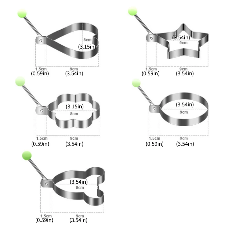 Egg Mold 5 Styles Fried Egg Mold Pancake Shaper Stainless Steel Omelette Mould Frying Egg Cooking Tools egg mold,egg ring