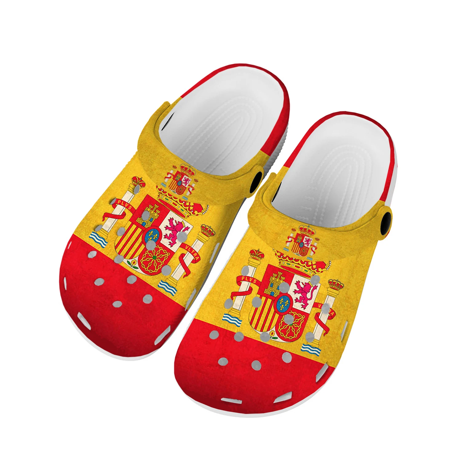 

Домашние сабо с испанским флагом, индивидуальная обувь для воды для мужчин и женщин, взрослая испанская обувь, дышащие пляжные тапочки с отверстиями