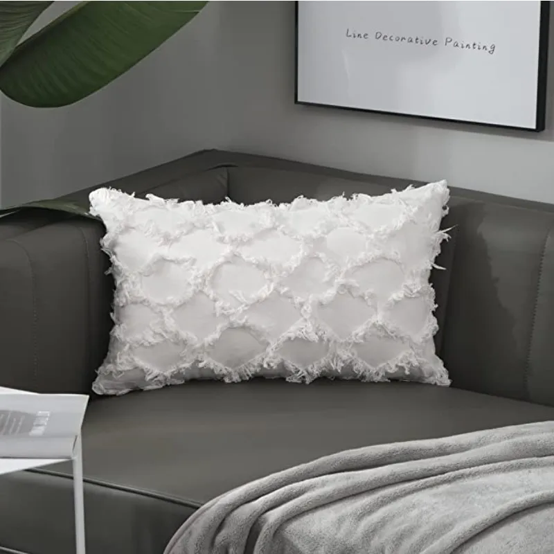 Inyahome White Decorative Square Throw Pillow Covers for Living