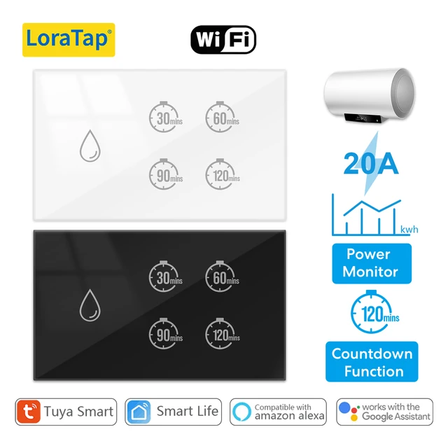 Tuya Smart Life 20A Boiler Water Heater Switch Touch Panel Control Timer Countdown Energy Monitoring Work with Google Home Alexa 1