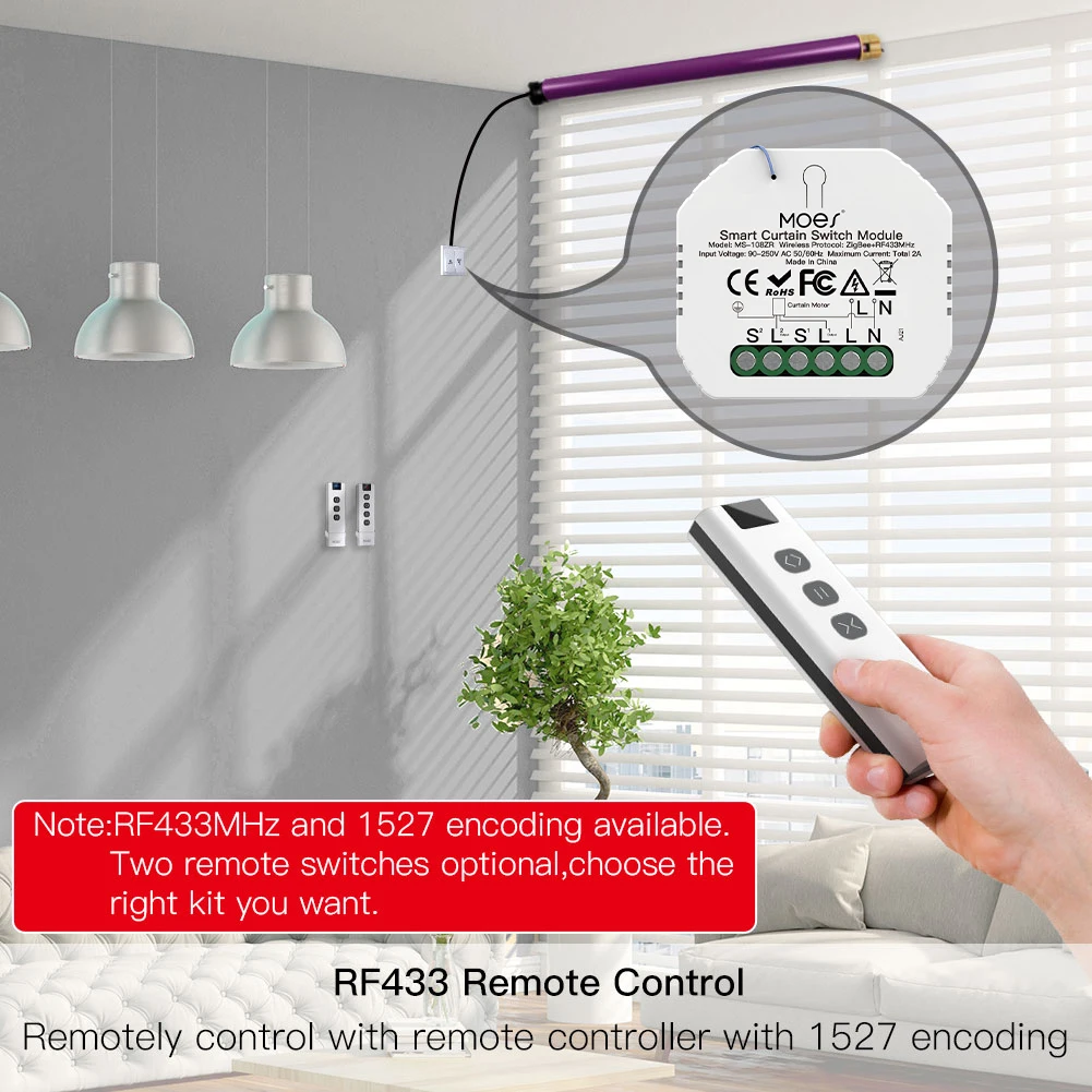 모스 투야 스마트 지그비 RF433 커튼 스위치 모듈 DIY 모터형 롤러 블라인드 모터 2MQTT 스마트 라이프 앱 알렉사 구글 홈용