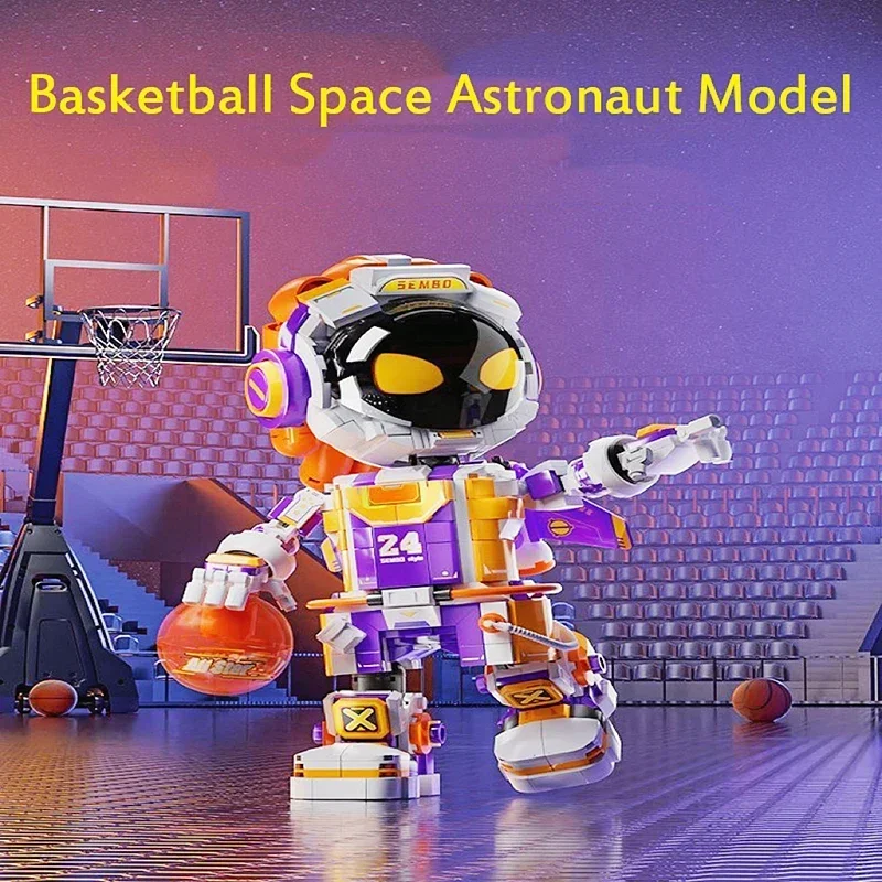 

Creative Basketball Space Astronaut Model Building Blocks MOC Aerospace Decoration Trendy Assembly Bricks Toys For Kids Gifts