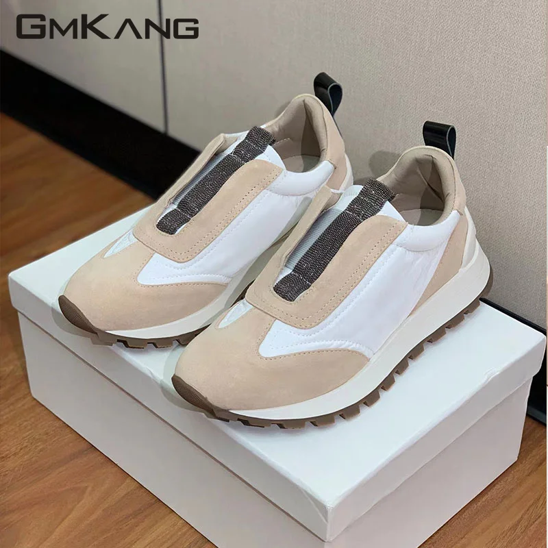 

Casual Sneakers Women Outdoors Running Shoes Round Toe Slip-On String Bead Flat Shoes Woman Comfort Women's Sports Shoes
