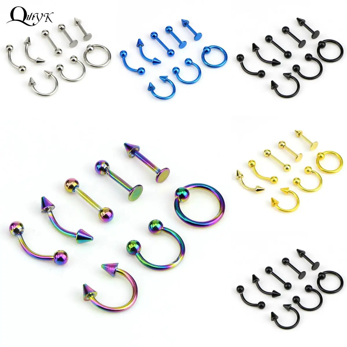 8pcs Stainless Steel Fashion 16G Titanium Anodized Body Jewelry Helix Piercing Ear Eyebrow Nose Lip Captive Rings piercing jewelry nose rings body piercing jewelry body jewelry ear piercing jewelry body piercing earrings metal jewelry