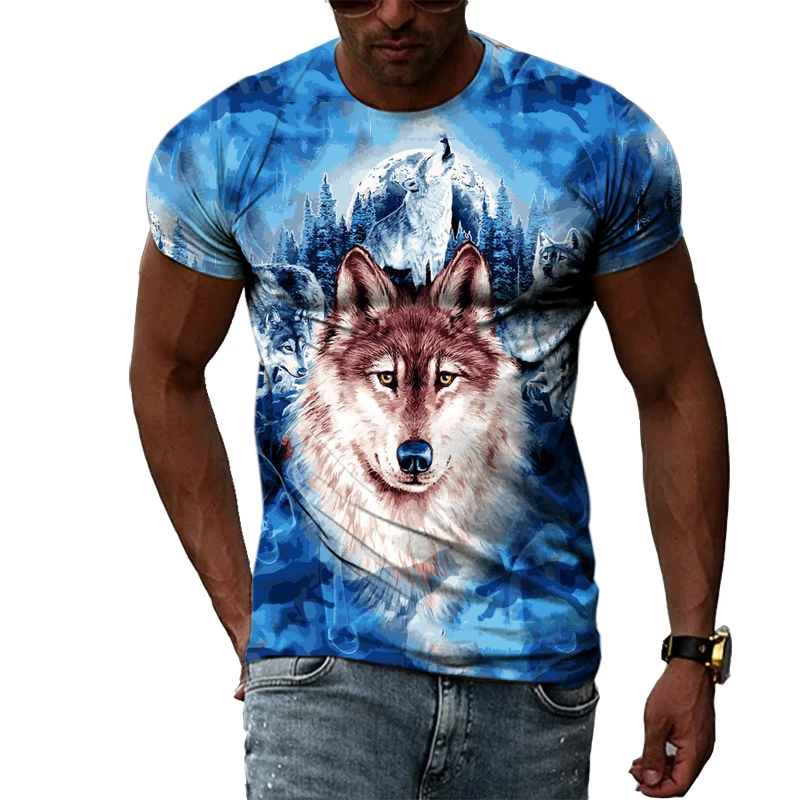 

Animal Wolf Graphic Printed T Shirt Men New Summer Tops Fashion Round Neck Tees Clthing Short Sleeve Tops