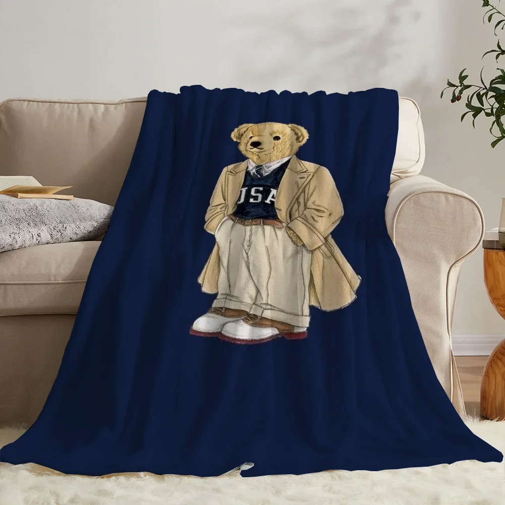 Summer Blanket for Sofas POLO Bears Fluffy Plaid Designer Blanket King Size Microfiber Bedding Interior for Home Sofa Blankets 2