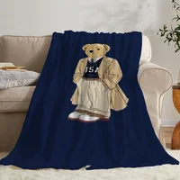 Summer Blanket for Sofas POLO Bears Fluffy Plaid Designer Blanket King Size Microfiber Bedding Interior for Home Sofa Blankets 2