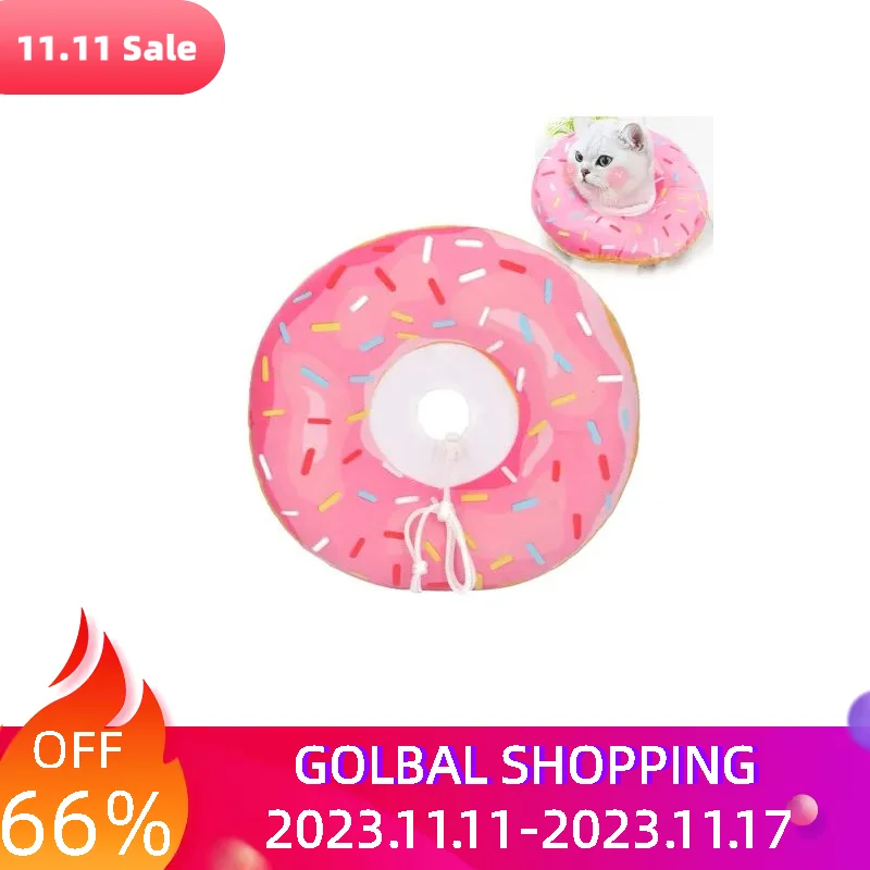 E-Collar Cute Donut Home Travel Soft Recovery Regolabile Small Medium Pet Cone Dopo L'Intervento Chirurgico Anti-Bite Stop Lick Peluche Dog Cat