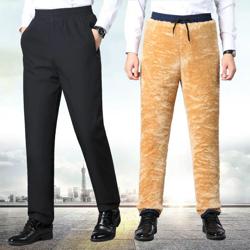 

2023 Men Winter Fleece Warm Breathable Hiking Camping Fishing Climbing Pant Windbreaker Thermal Male Trousers Big Size Q78