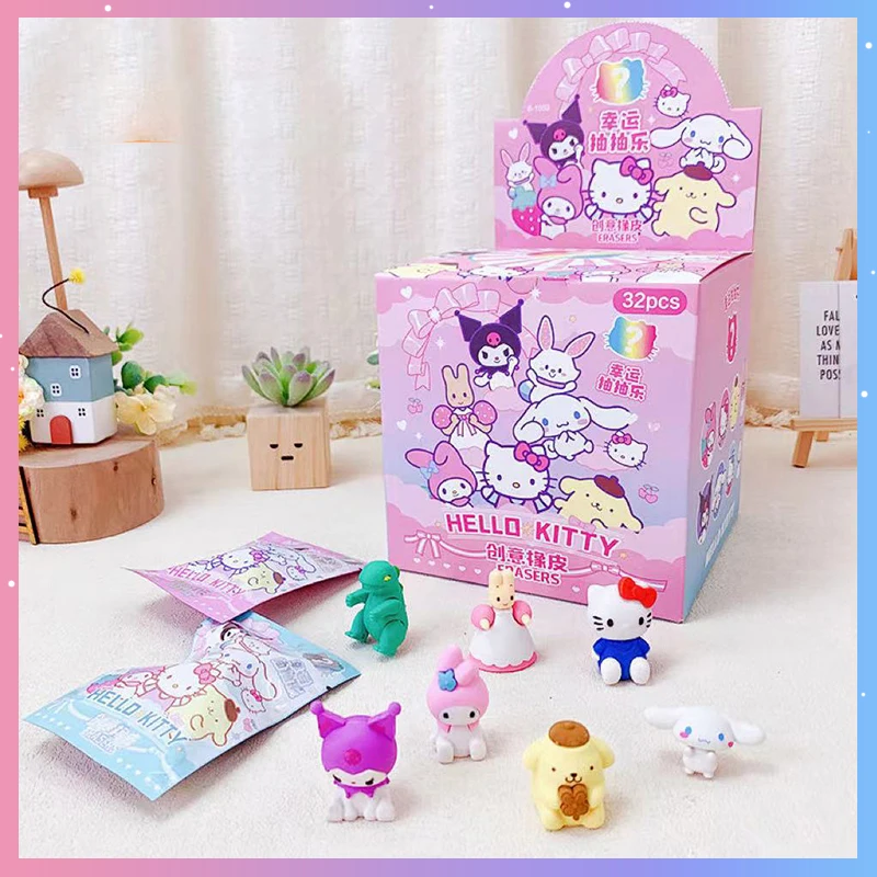 

32pcs/Set Sanrio Anime Figure Eraser Kawaii Cute Cartoon Pencil Eraser Student Articles School Office Stationery Supplies Reward