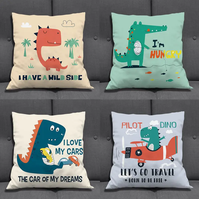 

Cute Dinosaur Pillow Case Cartoon Dinosaur Pillowcases for Pillows Sofa Bed Boy Girl Kid Room Aesthetics Home Decor 40x40 Cm