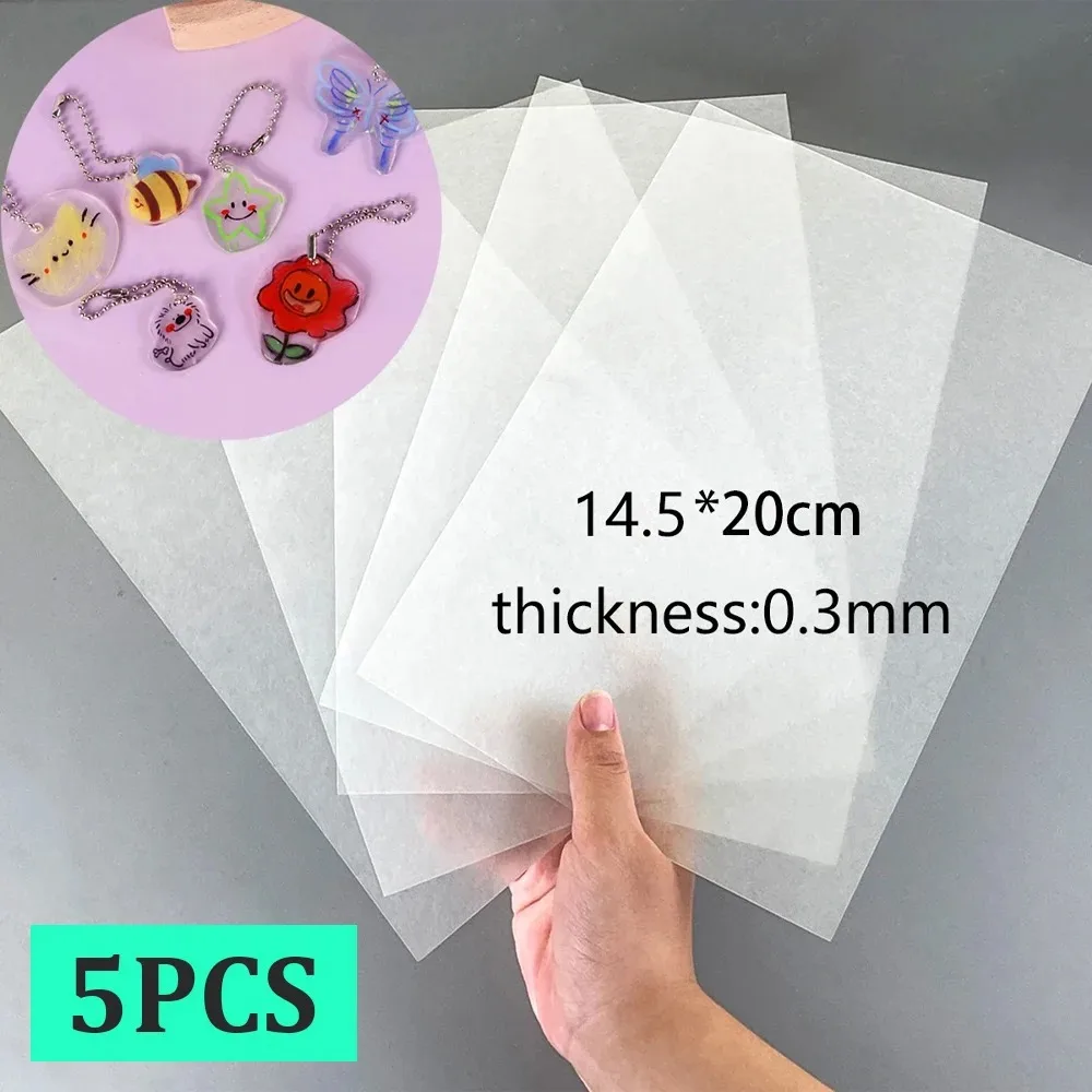 Shrink Plastic Sheets Fun Thermal Heat Shrink Film 5Pcs 14.5x20cm For DIY