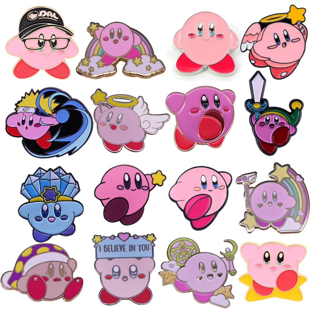 Classic Cartoon Game Kirby Enamel Pins Lapel Pins for Backpack Brooches