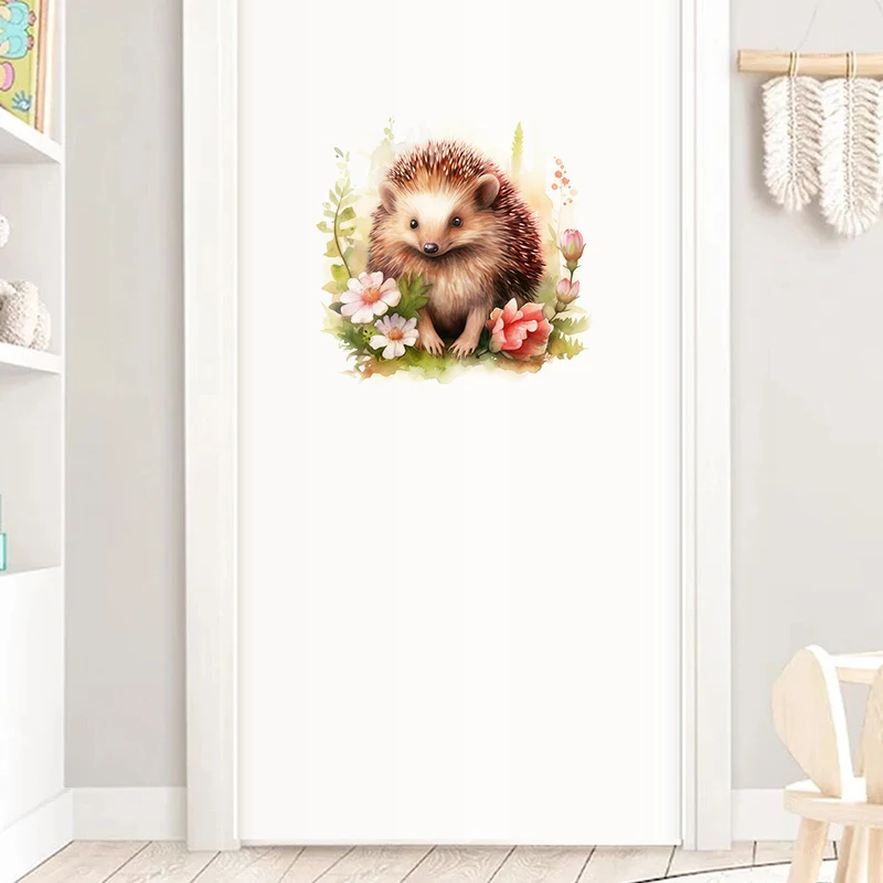 Cartoon Hedgehog Wall Stickers Children's Room Background Home Decoration Mural Living Room Wallpaper Funny Decals