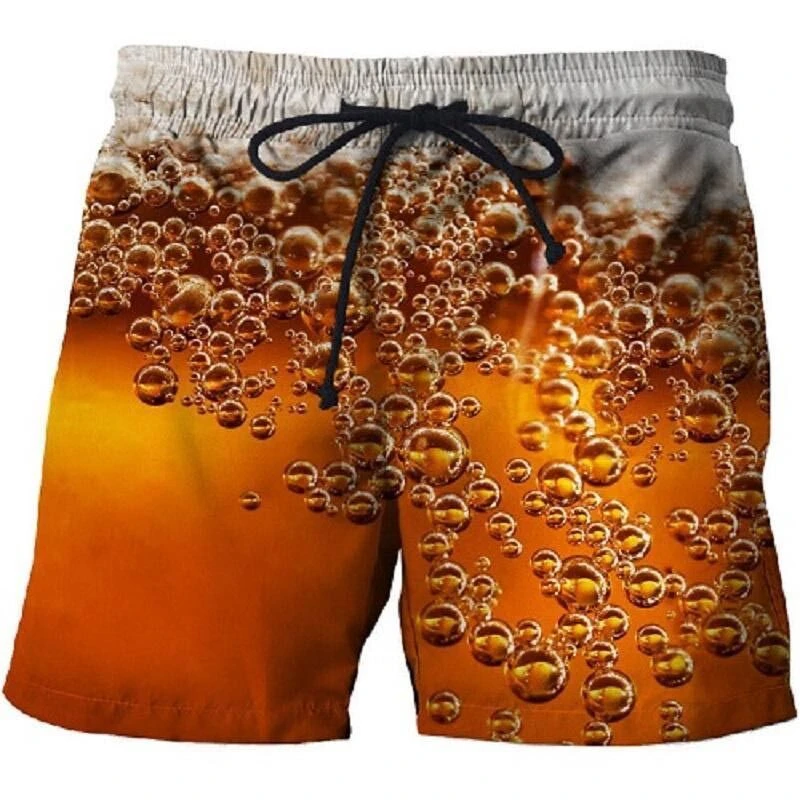 Bier Grafisch Bord Korte Broek Mannen 3d Golf Casual Print Strandshort Zomer Cool Surf Zwembroek Hawaii Badpak Ijs Shorts