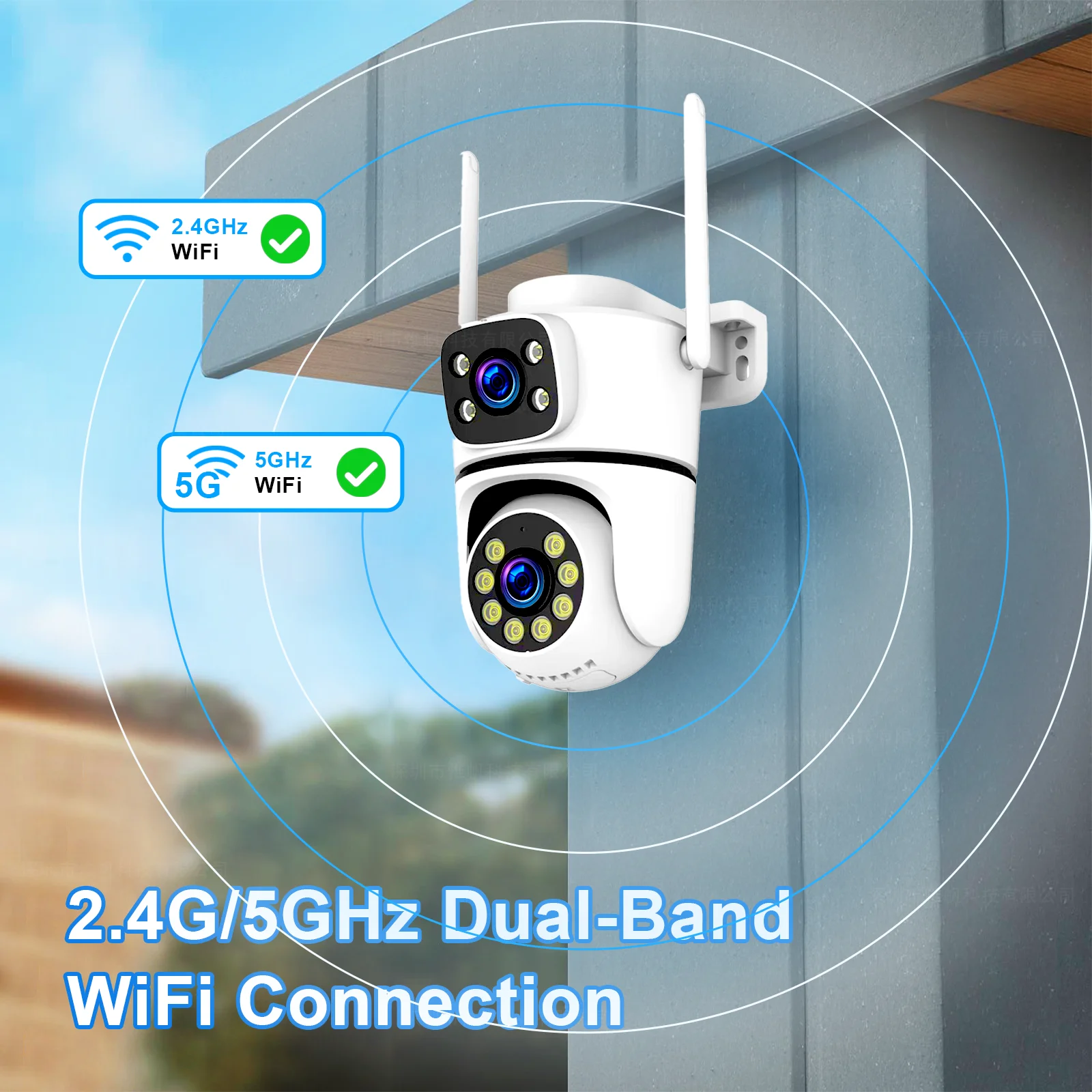 Tuya 4K WiFi Surveillance Camera 5G Wifi Outdoor 5K Dual Lens PTZ IP Cameras Auto Tracking ONVIF Security CCTV Camera with Alexa 2