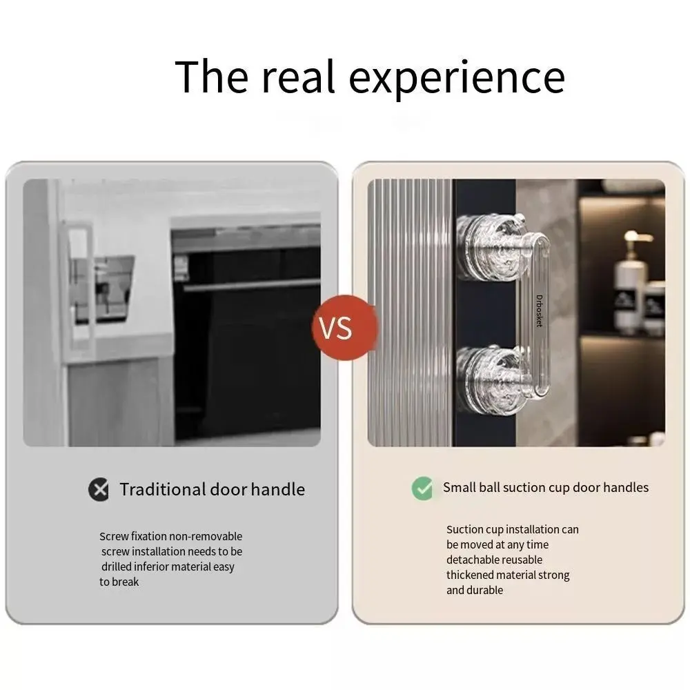 Waterproof Suction Cup Door Handle Anti-slip Reusable Sliding Door Handle Removable Bathroom Wardrobe