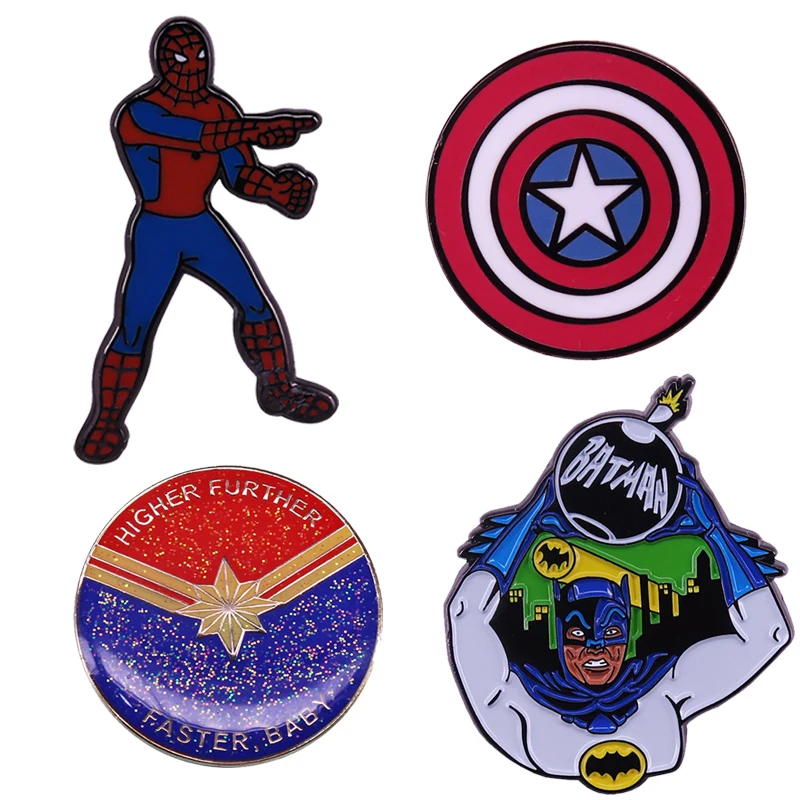 Marvel Superhero Captain Marvel Badge Captain America Shield Spilla Spiderman Anime Pin Regali Per Amici E Bambini Fan Badge