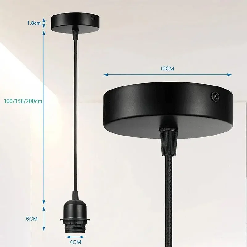 E27 Hanging Lamp Bulbs Holder 1M/1.5M Cable Wire Ceiling Lamp Base Socket For Shade Hanging Pendant Lights