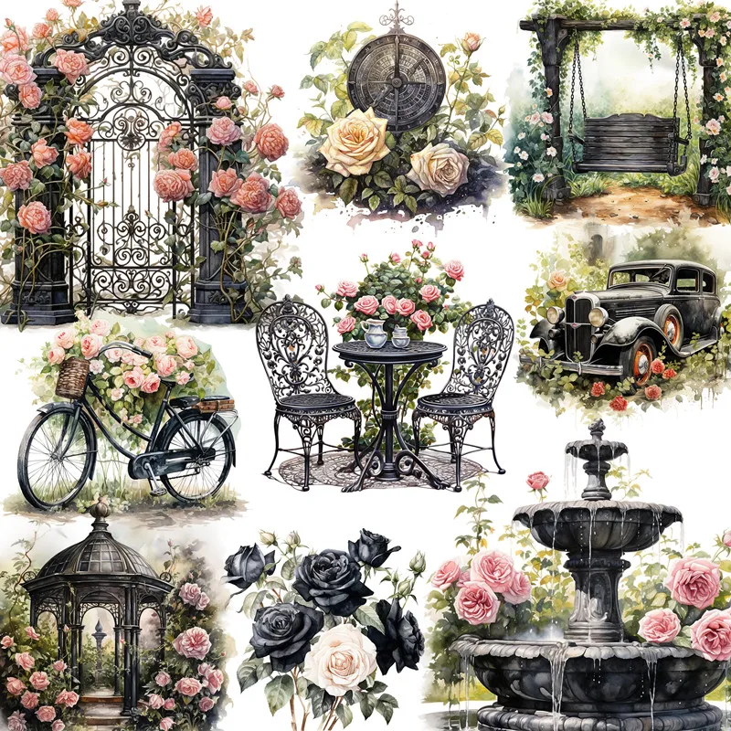 

20Pcs/Pack Black Rose Garden Sticker DIY Craft Scrapbooking Album Junk Journal Decorative Stickers