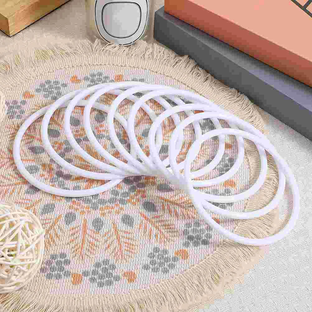 30 Pcs Plastic Ring Dream Catcher Accessories Tassel Garland Wrapping Circle White Hoops Floral 5
