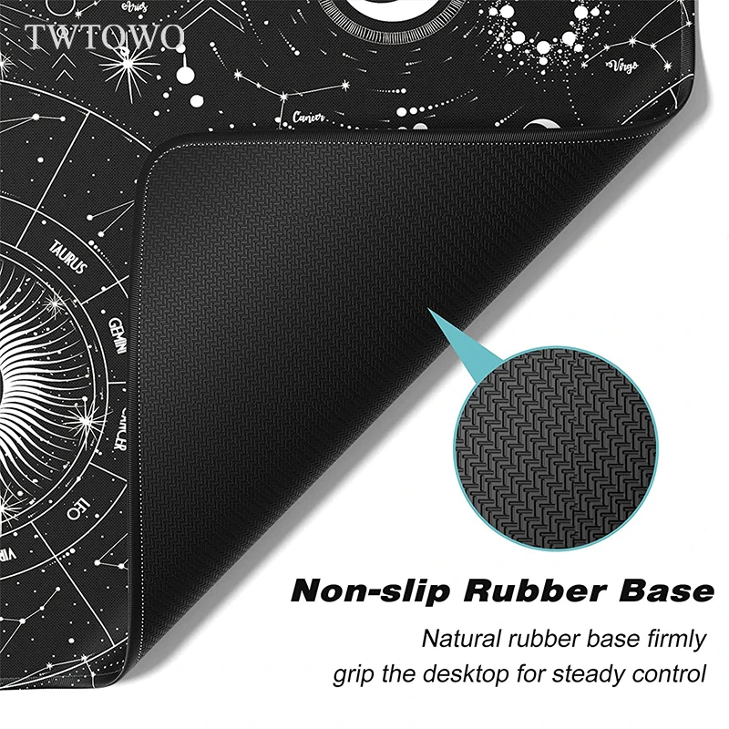 Custom Anti Slip Gaming Mouse Pad Preto e Branco Sol Lua Espaço Céu xl Casa Mousepad Grande Tapetes de Mesa Tapete do Escritório Tapete de Mesa Xxl - Imagem 4