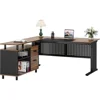 63 Inch Large Office Desk L Shaped Computer Desk with Drawers and Storage Shelves, Business Furniture Desk Workstation 6